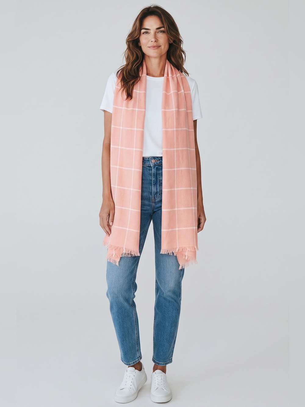 Loft Women’s Plaid Grid Scarf // Pink // One Size